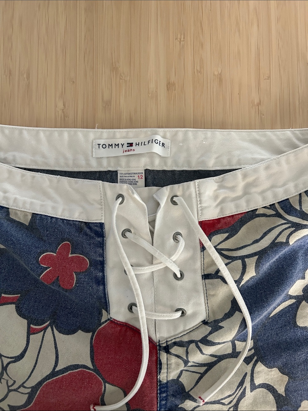 Tommy Hilfiger Navy, Red & White Floral Lace-Up Swim Capris